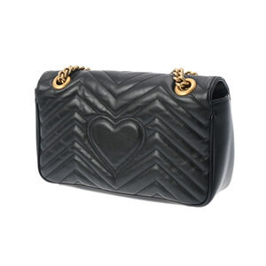 Gucci Black GG Leather Bag Chain Marmont Shoulder